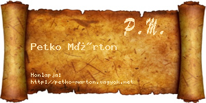 Petko Márton névjegykártya